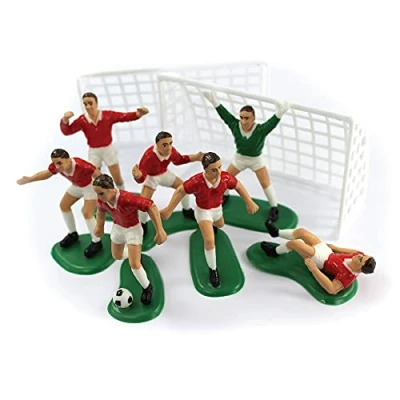 Image of Anniversary House Football Cake Decoration Set Red Pack of 9