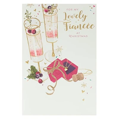 Image of Lovely Fiancee Traditional Foiled Christmas Greeting Card Special Xmas Cards