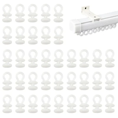 Image of RHQFDM 100 Pieces Curtain Gliders Rail Gliding Hooks Rails Rollers Pleat for Window Curtains Door Shower
