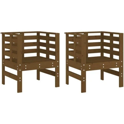 Image of vidaXL Garden Chairs 2 pcs Honey Brown 61.5x53x71 cm Solid Wood Pine