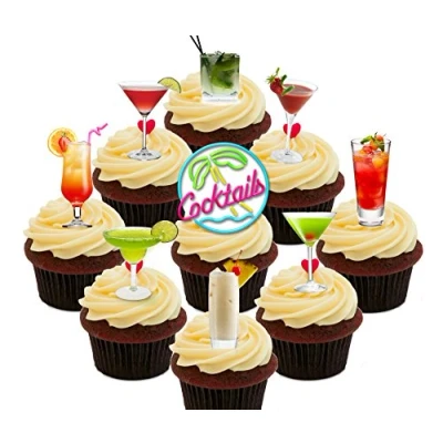 Image of Made4You Cocktail Party Pack, Edible Cupcake Toppers Stand up Wafer Cake Decorations (Pack of 36)