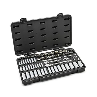 Image of GEARWRENCH 76 Pc. 1/4&quot; &amp; 3/8&quot; Drive 12 Pt. Standard Deep Mechanics Tool Set, SAE/Metric 80948
