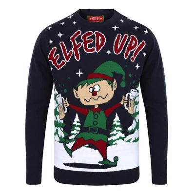Image of Tokyo Laundry Elfed Up Crew Neck Jumper in Jet Black Merry Christmas M