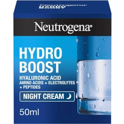 Image of Neutrogena Hydro Boost Night Cream (1x 50ml), Ultra Hydrating and Repleneshing for Dry Skin, With Hyaluronic Acid Advanced Hydration 72 Hours, Suitable All Skin Types