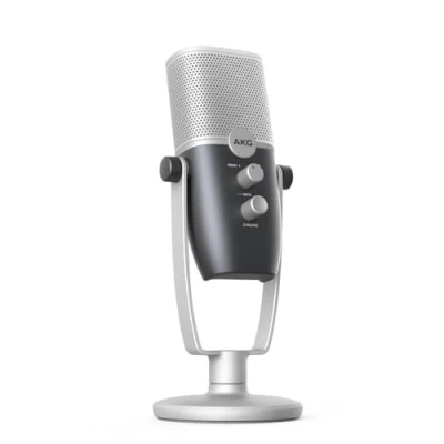 Image of AKG Pro Audio Ara Professional USB C Condenser Microphone, Dual Pattern Capture Modes for Podcasting, Video Blogging, Gaming and Streaming, Blue &amp; Silver