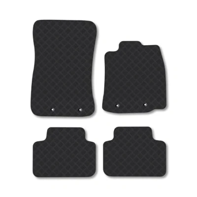 Image of Rubber Car Mats Compatible with Jaguar Xj (2010 ) [Swb] Tailored Fit Floor Set Accessory Black Custom 4 Pieces Clips Anti Slip Backing, Heavy Duty &amp; Waterproof
