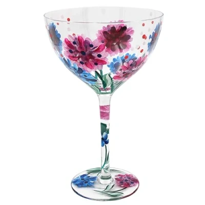 Image of Lesser &amp; Pavey British Designed Cocktail Glass Glasses with a Variety of Use Including Margarita, Espresso Martini Hydrangea for Home or Events Lynsey Johnstone