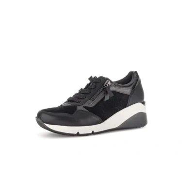 Image of Gabor Jessica Women Leather Wedge Heel Sneakers (Black, Numeric_7)