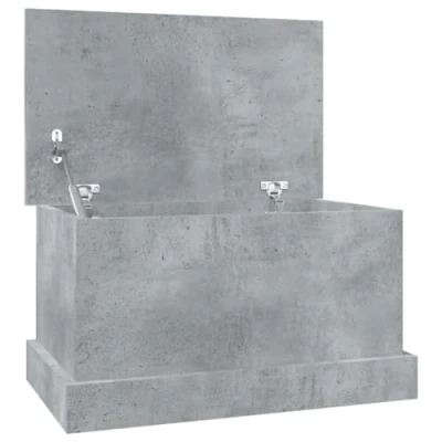 Image of vidaXL Engineered Wood Storage Box Modern Concrete Grey Decorative Toolbox with Lid Spacious for Rugs, Cushions and Essentials Works as Coffee Table 50x30x28 cm.