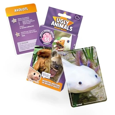 Image of Bubblegum Stuff Ugly Animals Hilarious and Educational Family Card Game Featuring 55 Weird Wonderful Species Trivia Fun Facts for Kids Adults Ages 6+ Great