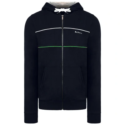 Image of Ben Sherman Long Sleeve Zip Up Navy Blue Mens Hooded Track Jacket 0065216