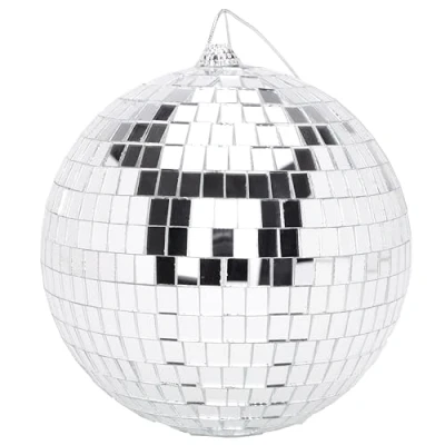 Image of Christmas Concepts® 150mm (6&quot;) Giant Silver Mirror Disco Ball Bauble Tree Hanging Decorations