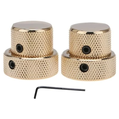 Image of Musiclily Pro Universal Metal Dual Concentric Stacked Control Knobs for Electric Guitar and Bass, Gold (Set of 2)