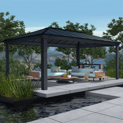 Image of 20&#039; x 12&#039; Palram Canopia Dallas 6100 Grey Garden Gazebo (6.12m 3.64m)
