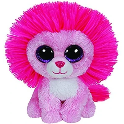 Image of TY Beanie Boo Plush Fluffy the pink Lion 15cm