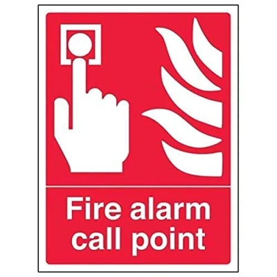 Image of V Safety 13001AN R Fire Alarm Call Point Sign Portrait 150mm x 200mm 1mm Rigid Plastic, Red