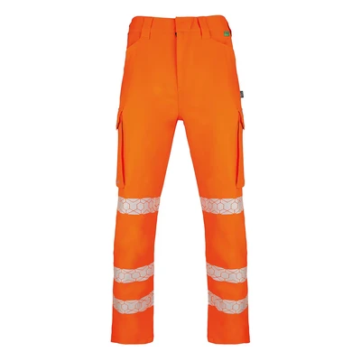 Image of Beeswift Envirowear Orange Hi Vis Trouser Unisex Reflective Sustainable Circular Process Safety PPE Workwear 34 Regular