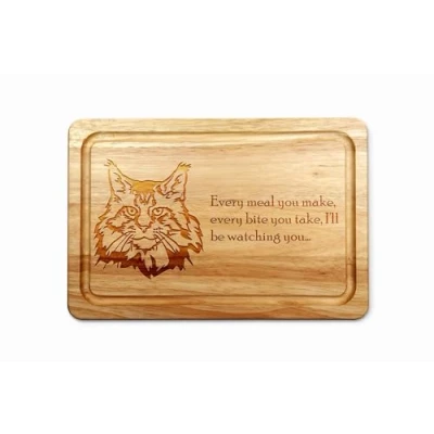 Image of Maine Coon Cat Hevea Hardwood Chopping Board 30 x 20cm