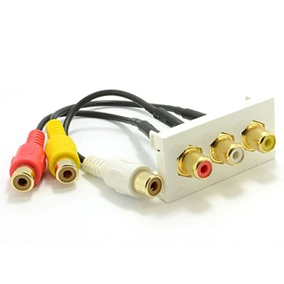Image of kenable Faceplate Module 3x RCA Phono Video Audio Panel Mount 15cm