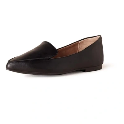 Image of Amazon Essentials Women&#039;s Loafer Flat, Black Faux Leather, 6 UK