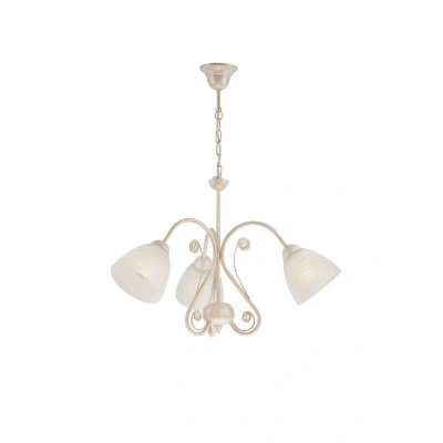 Image of Emilio Multi Arm Pendant Ceiling Light With Glass Shades, White, 3x E27