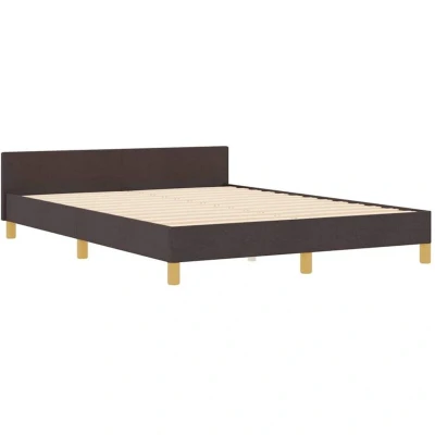 Image of vidaXL Dark Brown Fabric Bed Frame 160x200 cm