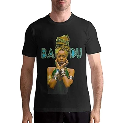 Image of Erykah Badu Shirt Summer Leisure Tee Men&#039;s Cool Short Sleeve Cotton Size XL Black