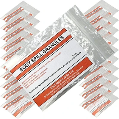 Image of Qualicare Blood Body Fluid Spill Vomit Emergency Absorbent Granules, 20 x 10g Sachet