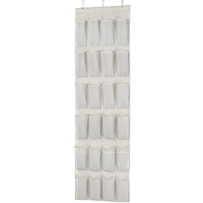 Image of Amazon Basics 24 Pair Over the Door Medium Size Shoe Organizer, 47 x 6.3 165 cm, Light Grey