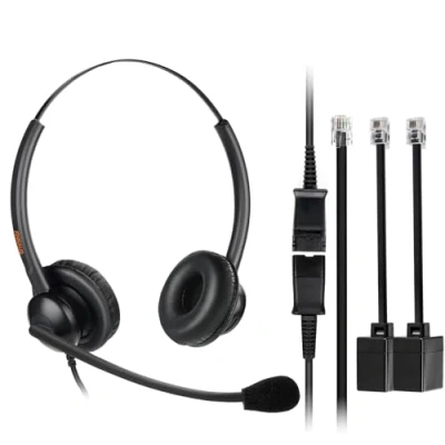 Image of EMAIKER Office Telephone Headphone with Noise Canceling Microphone,Phone Headset for Landline Phone Polycom VVX311 VVX410 VVX411 VVX500 Mitel 5220e 5330e 5330 5340 Avaya ShoreTel