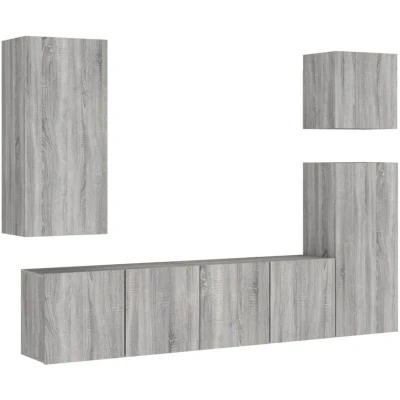 Image of 5 Piece tv Wall Units Grey Sonoma Engineered Wood Vidaxl