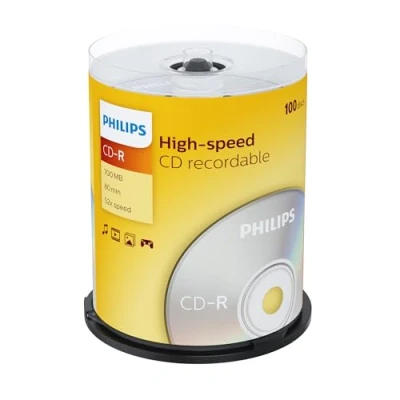Image of Philips CD R 80MIN Blank Discs x 100 (700MB 52x Speed)