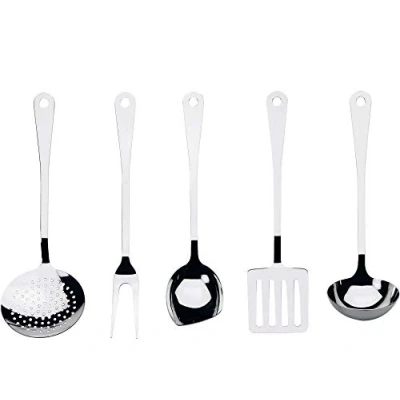 Image of Alessi AJM19S5 L Design Kitchen Serving Spoon Set in 18/10 Stainless Steel, 5 pieces