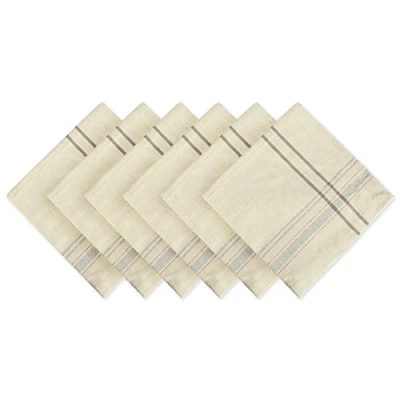Image of DII French Stripe Tabletop Collection Farmhouse Style Dining Table Linen Napkin Set, 20x20, Taupe/Gray, 6 Piece