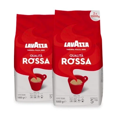 Image of Lavazza Qualità Rossa Coffee Beans, Medium Roast, 1 kg Each, 2 Pack