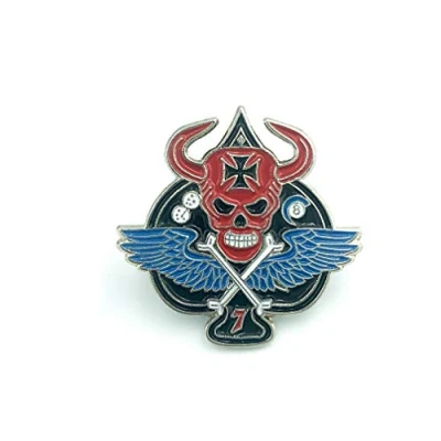 Image of Patch Nation Satan Ace of Spades Biker Metal Pin Badge Brooch