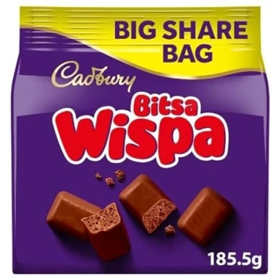 Image of 2 x Dairy Milk Bitsa Wispa Chocolate Bag 185.5G Delicious Tasty And Twisty Treat Gift Hamper For Birthday,Christmas