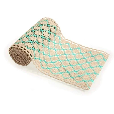 Image of 180cm x 15cm Decorative Pretty Cotton Lace Roll Trim Christmas Teal Single