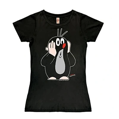 Image of Logoshirt® TV The Little Mole Krtek oh I Print T Shirt Women Black Licensed Original Design, Size S