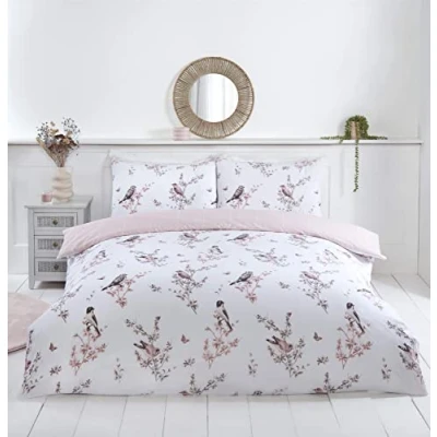 Image of Rapport Home Vintage Floral Toile Microfibre Duvet Cover Set, Reversible King Bedding Set