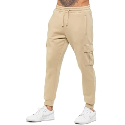 Image of 989Zé ENZO Mens Cargo Jogging Trousers Sweatpants Casual Gym Regular Fit Joggers Bottoms EZJGC599 Jogger Stone S