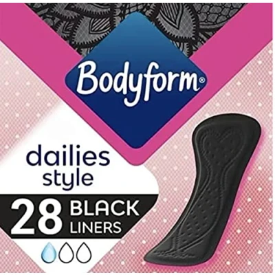 Image of Bodyform Black Normal Panty Liners 5X PACK OF 21