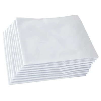 Image of Men&#039;s White Handkerchiefs,100% Soft Cotton Hankie (Pattern1 6 pcs)