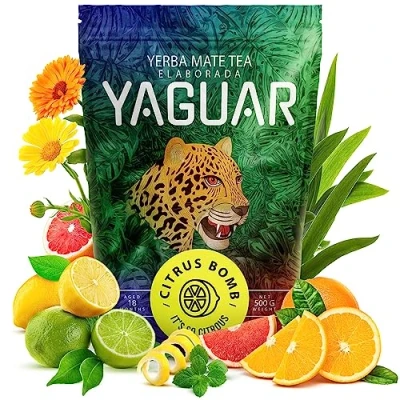 Image of Yaguar Yerba Mate Tea Citrus Bomb 0,5kg Brazilian 500g Fruit Smoke Dried Lemon Orange Lime Natural Energy Drink Herbal Loose Leaf