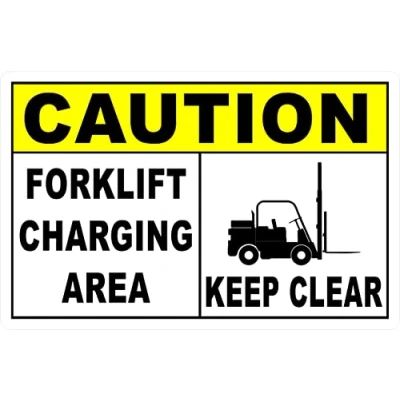 Image of Caution Forklift Charging Area Keep Clear Signs Warning Traffic Road Street Sign Safety Indoor Or Outdoor For Home Office Work 8X12 Inches