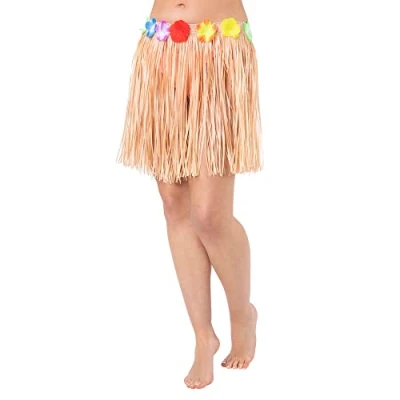 Image of Wicked Costumes Adult Hawaiian Grass Hula Skirt 40cm Length (Natural)