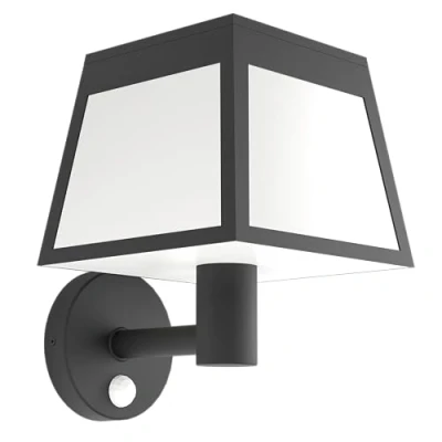 Image of Eglo LED Outdoor Wall lamp Altilia, Solar Light with Motion Detector, Outside Porch Lighting Made of Plastic in Black and White, IP44