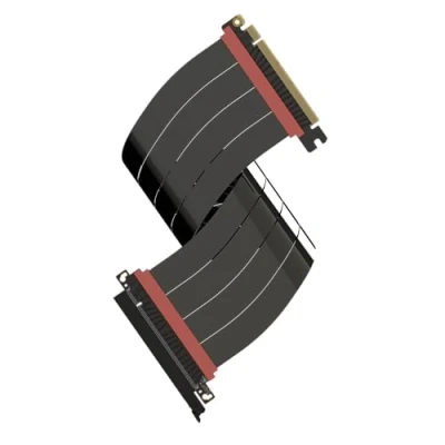 Image of LINKUP AVA5 PCIe 5.0 Riser Cable [40cm] Future Proof for Gen 5 GPU Vertical Mount x16 128GB/s Speed Compatible with 4.0 &amp; WRX80/WRX90E Straight, Black