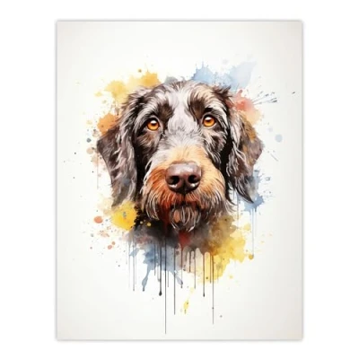 Image of Artery8 Wirehaired German Pointer Lovers Gift Watercolour Pet Portrait Painting Artwork Extra Large XL Wall Art Poster Print