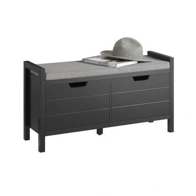 Image of SoBuy FSR63 SCH, Shoe Bench Rack Cabinet Hallway Storage with Seat Cushion, Black